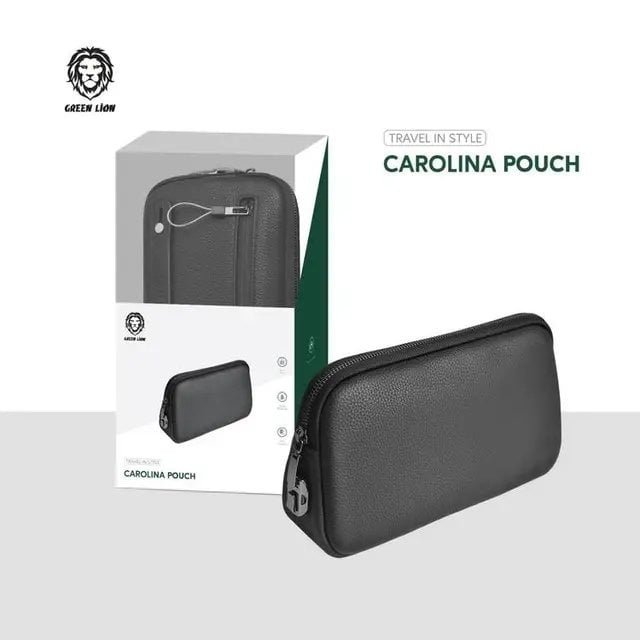 GREEN LION CAROLINA PU LEATHER POUCH BLACK GNCATPCHBK
