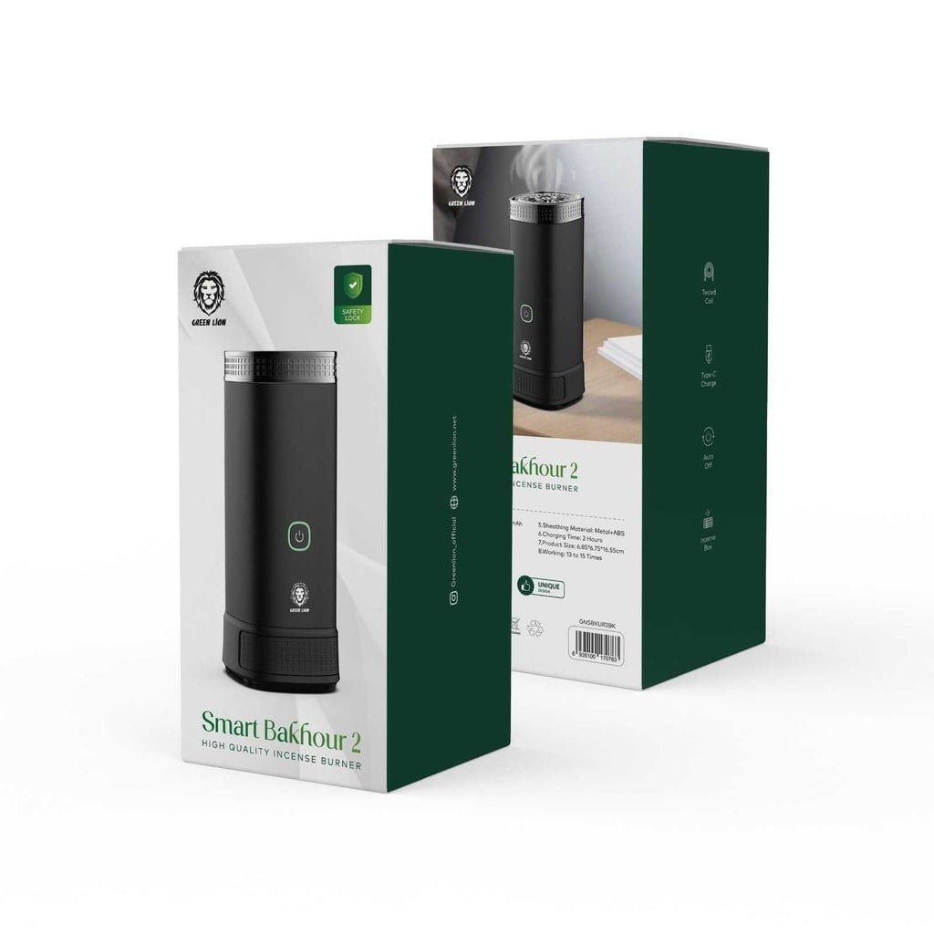 GREEN LION SMART BAKHOUR 2 HIGH QUALITY INCENSE BURNER 2000MAH BLACK GNSBKUR2BK