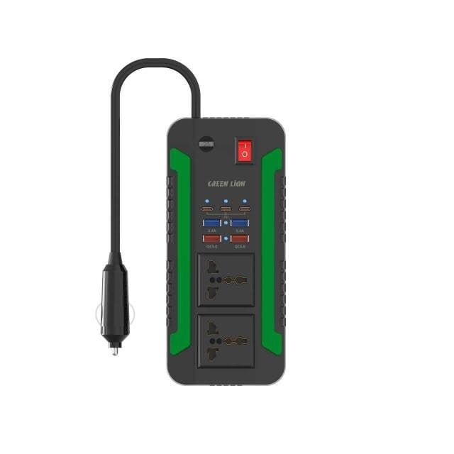 GREEN LION SPARK 300 POWER INVERTER 300W( 2 AC+2 USB-A 3.4A+3 PD 20W+2 QC 3.0 )BLACK GNSPI300WAT