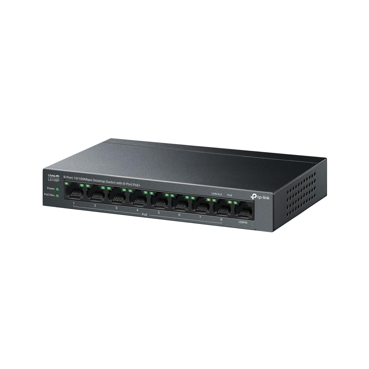 TPLINK LIGHTWAVE 9 PORT 10/100MBPS DESKTOP POE+ SWITCH LS109P thumbnail 2