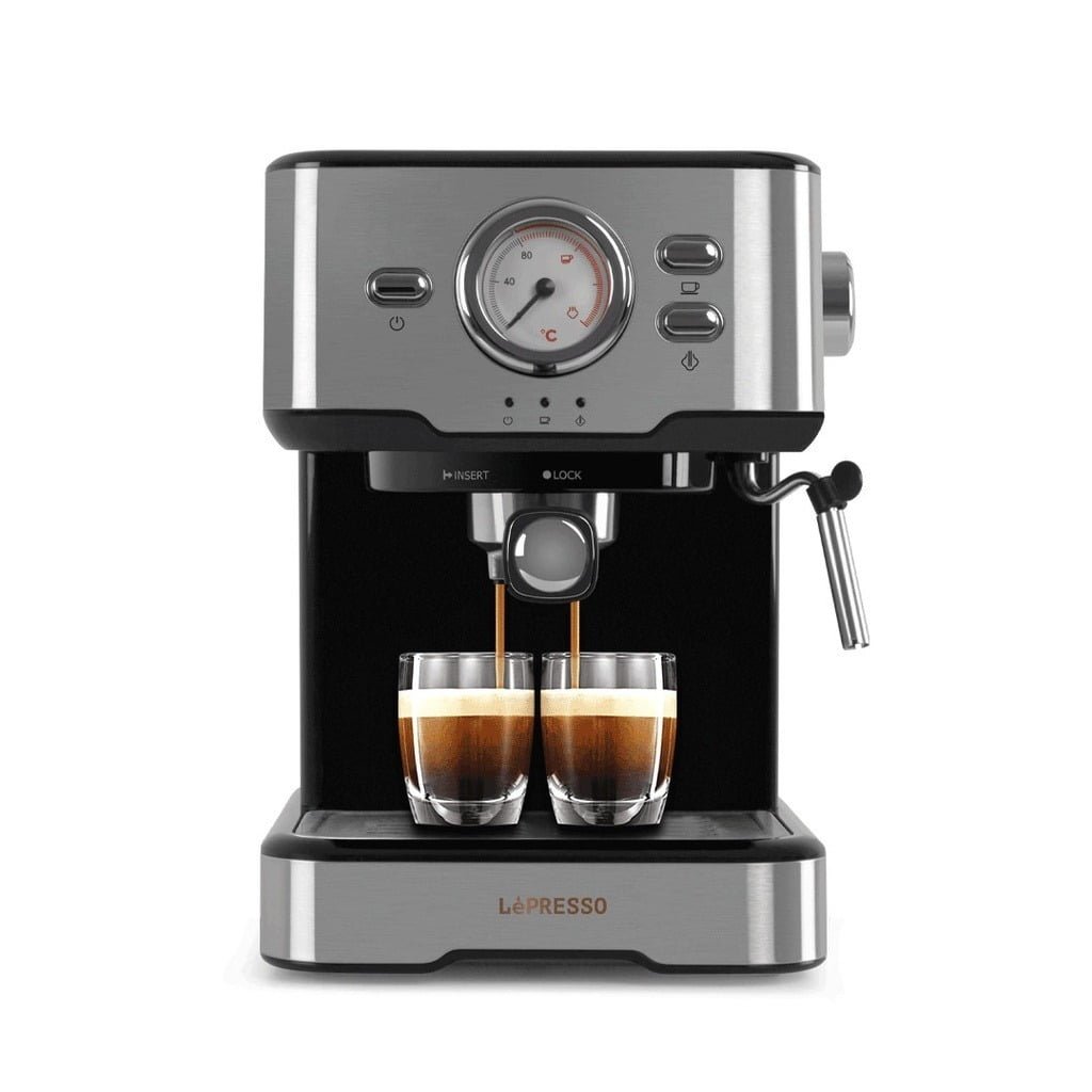 LEPRESSO DUAL CUP BARISTA ESPRESSO MACHINE WITH STEAMED MILK FROTHING BLACK LP15CMBK