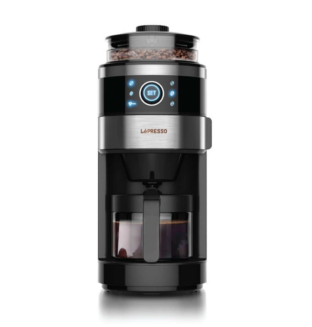 LEPRESSO BEAN GRINDER COFFEE BREWING MACHINE 6 CUP GLASS CARAFE 750ML BLACK LP6DCMBK
