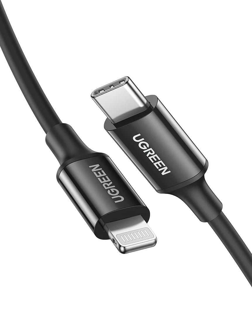 UGREEN USB-C TO LIGHTNING CABLE NICKEL PLATING ABS SHELL 1M BLACK 60751