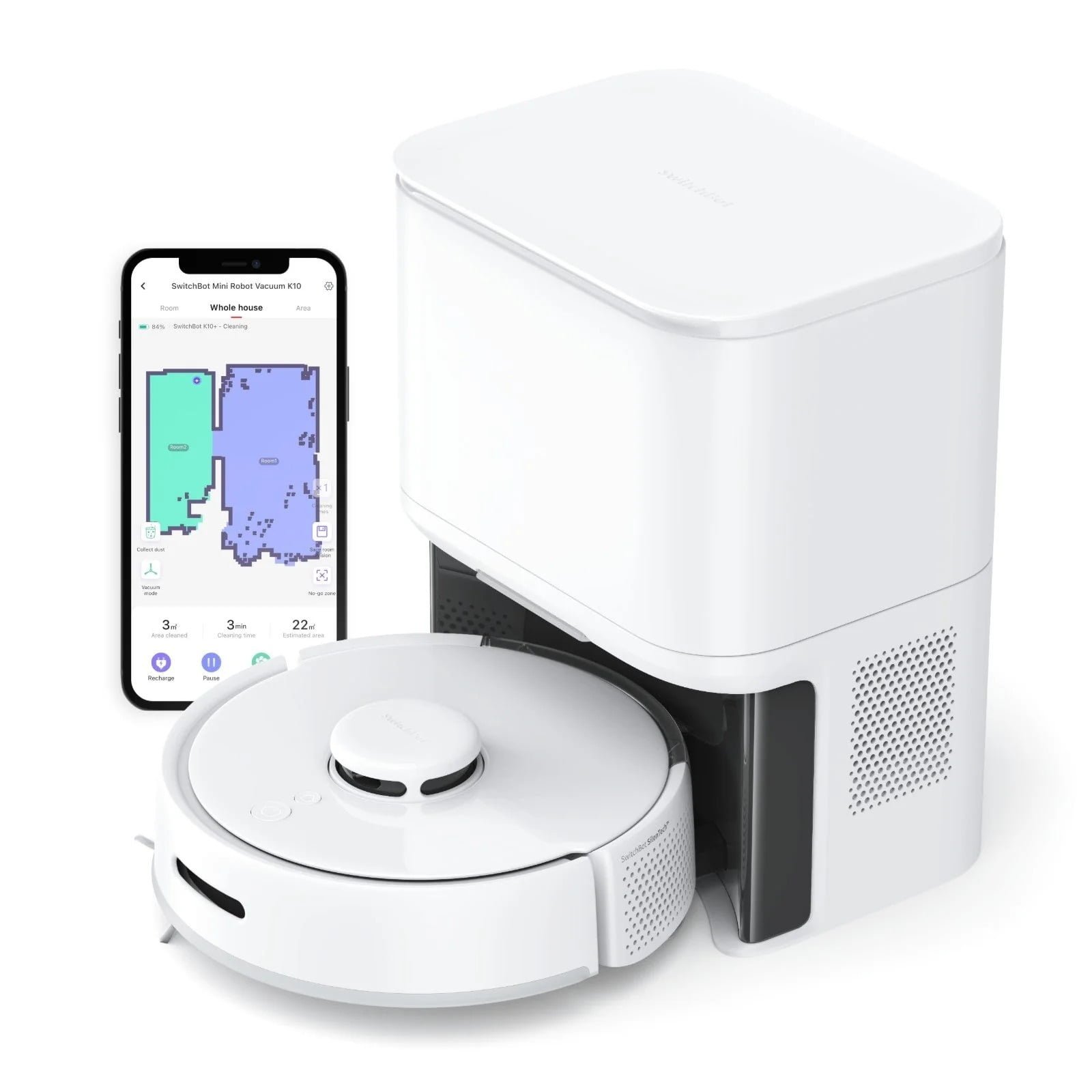 SwitchBot Mini Robot Vacuum K10+ - Compact Cleaning Power