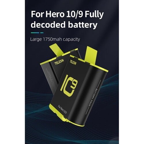 TELESIN GOPRO HERO 10/9 BATTERY GP-BTR-901 thumbnail 3