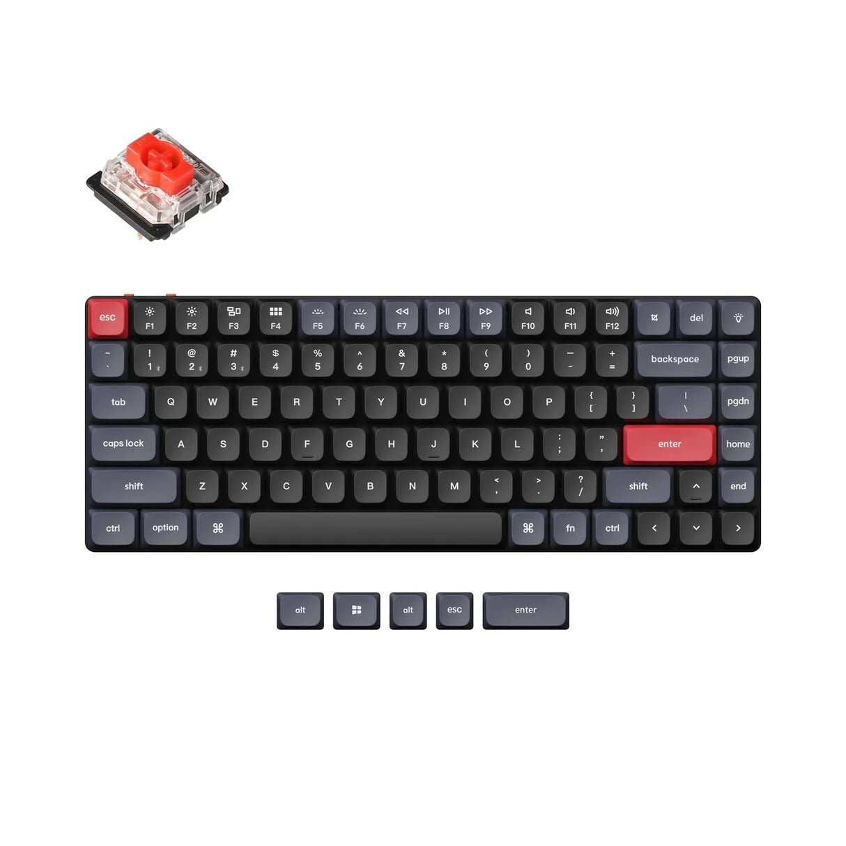 KEYCHRON K3 PRO 84 KEYS GATERON MECHANICAL KEYBOARD BLACK RGB BACKLIGHT RED/BROWN SWITCH