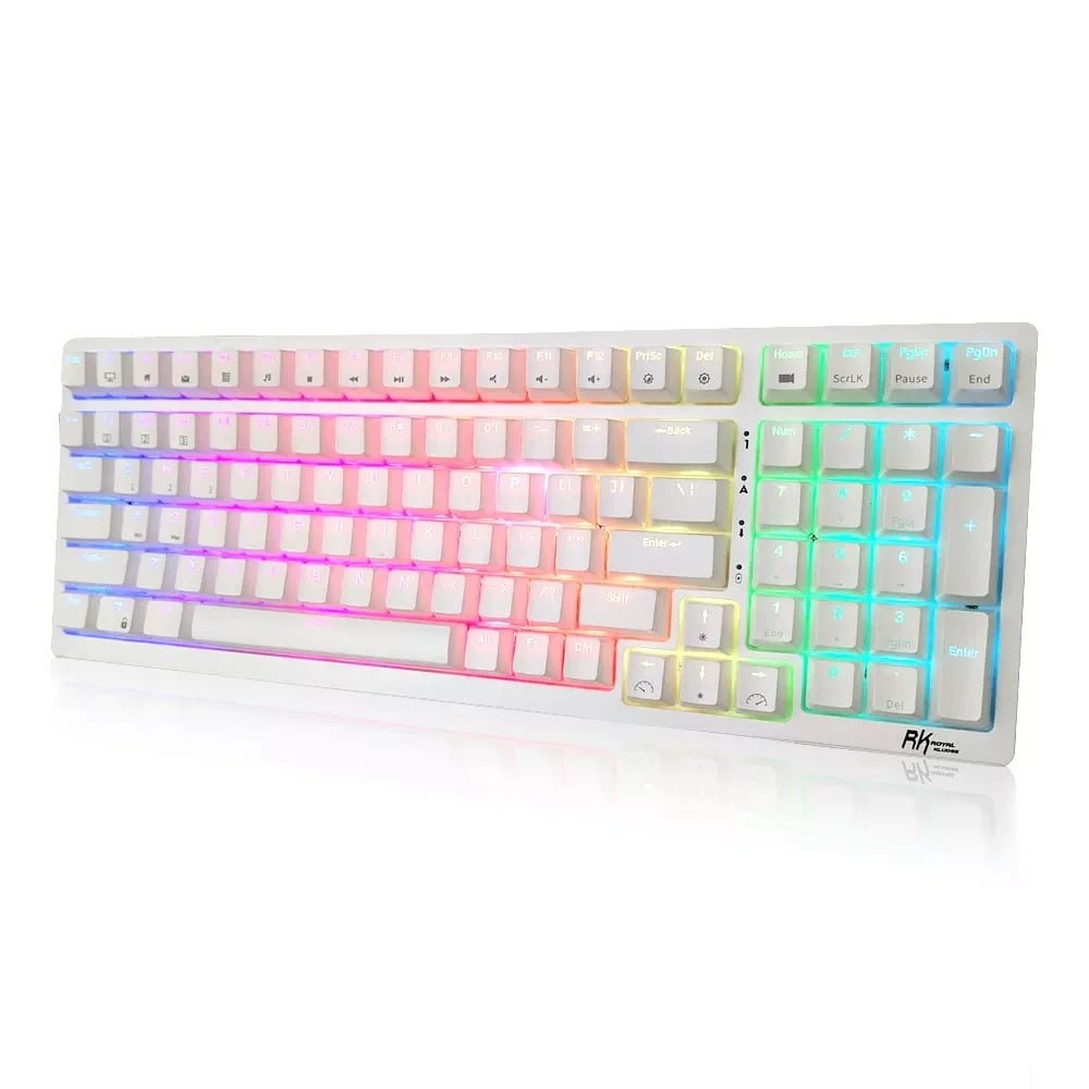 ROYAL KLUDGE GAMING KEYBOARD RGB TRI MODE HOT PLUS RED SWITCH WHITE RK98