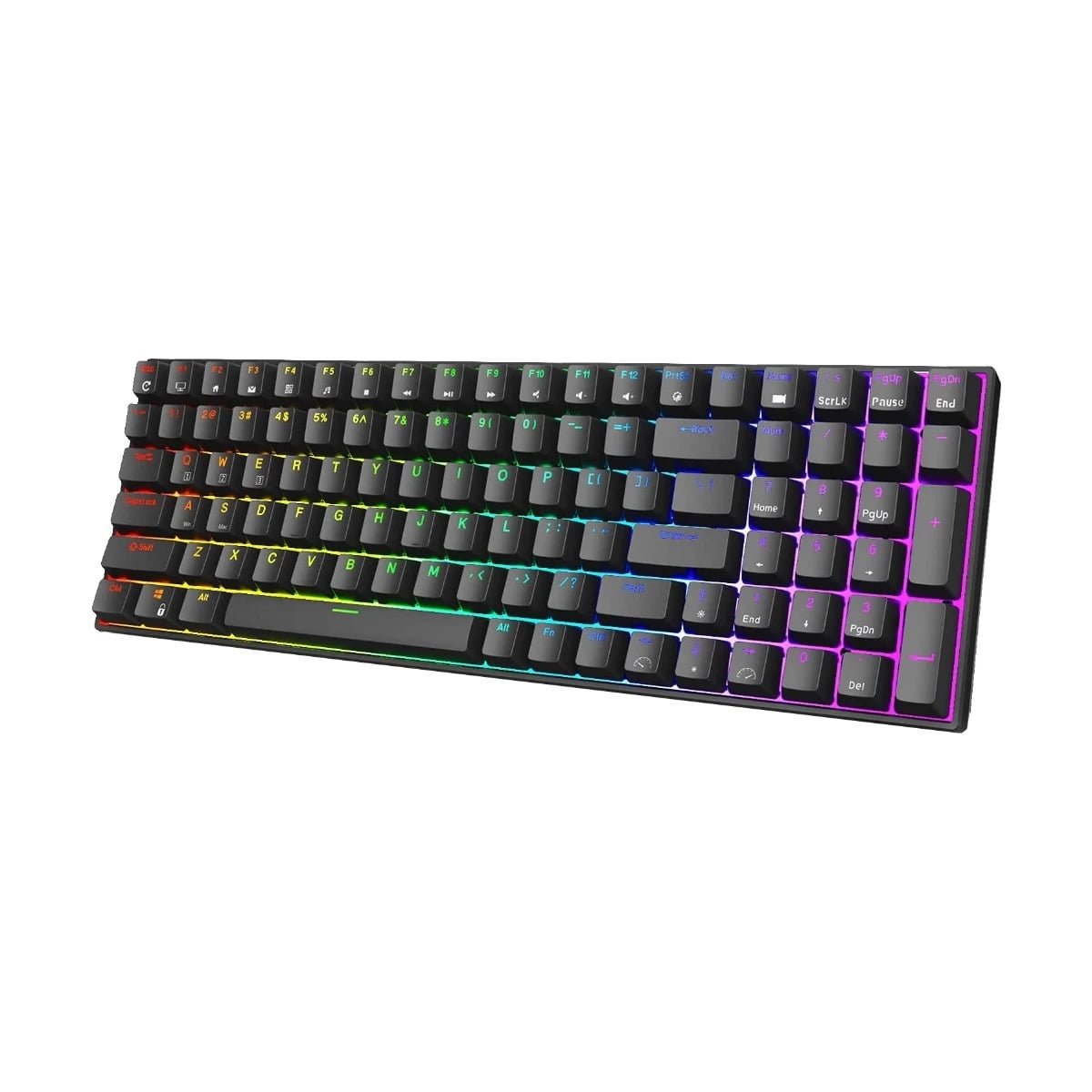 ROYAL KLUDGE GAMING KEYBOARD RGB TRI MODE HOT PLUG BLUE SWITCH BLACK RK100