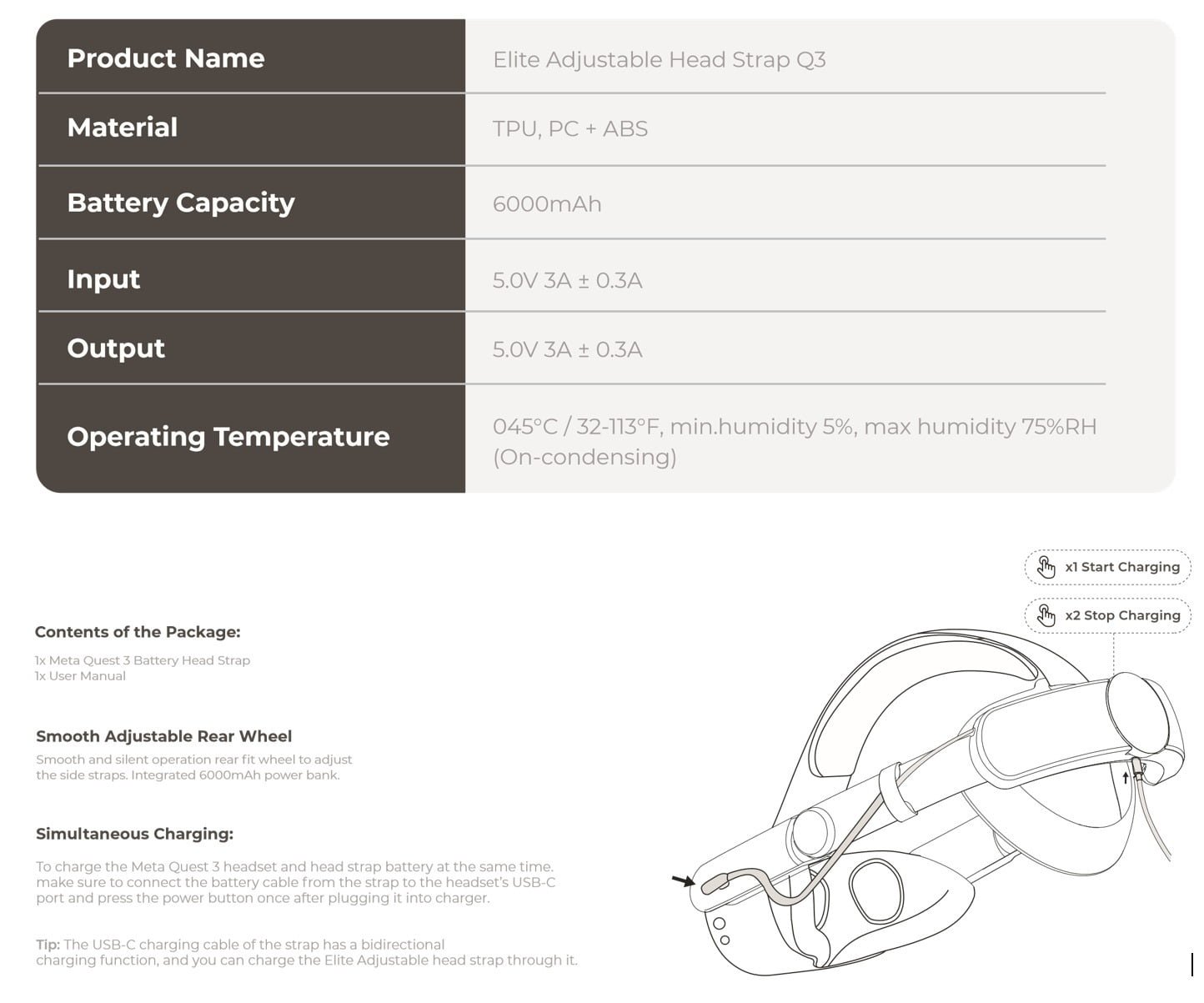 BLUPEBBLE ELITE ADJUSTABLE HEAD STRAP Q3 FOR META QUEST 3 WHITE BP-VRQ3HSTRAP-WH thumbnail 3