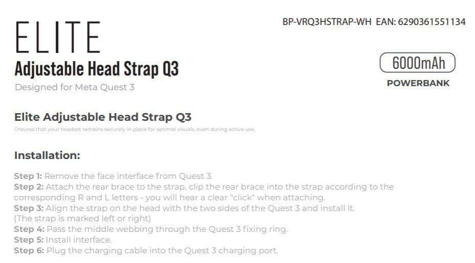 BLUPEBBLE ELITE ADJUSTABLE HEAD STRAP Q3 FOR META QUEST 3 WHITE BP-VRQ3HSTRAP-WH thumbnail 10