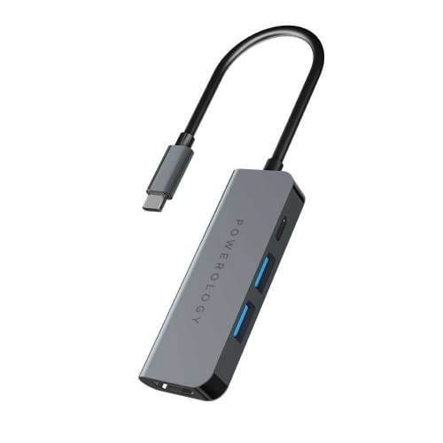 POWEROLOGY 4 IN 1 USB C HUB WITH HDMI USB 3.0 GRAY P4CHBGY thumbnail 3