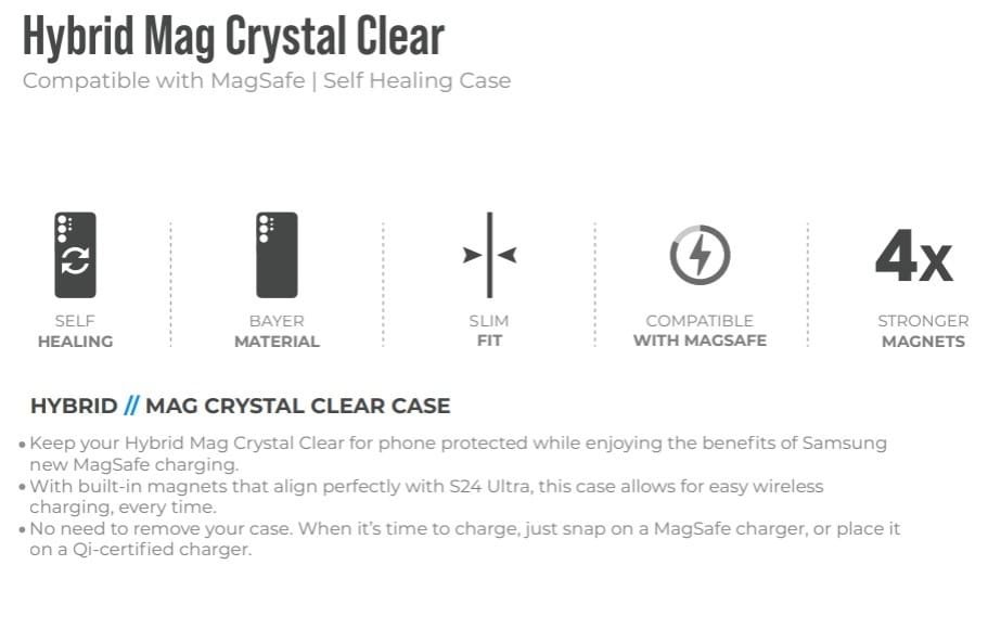BLUPEBBLE SAMSUNG S24 ULTRA HYBRID MAG CRYSTAL CASE CLEAR BP-S24UCRYSTAL-CL thumbnail 4