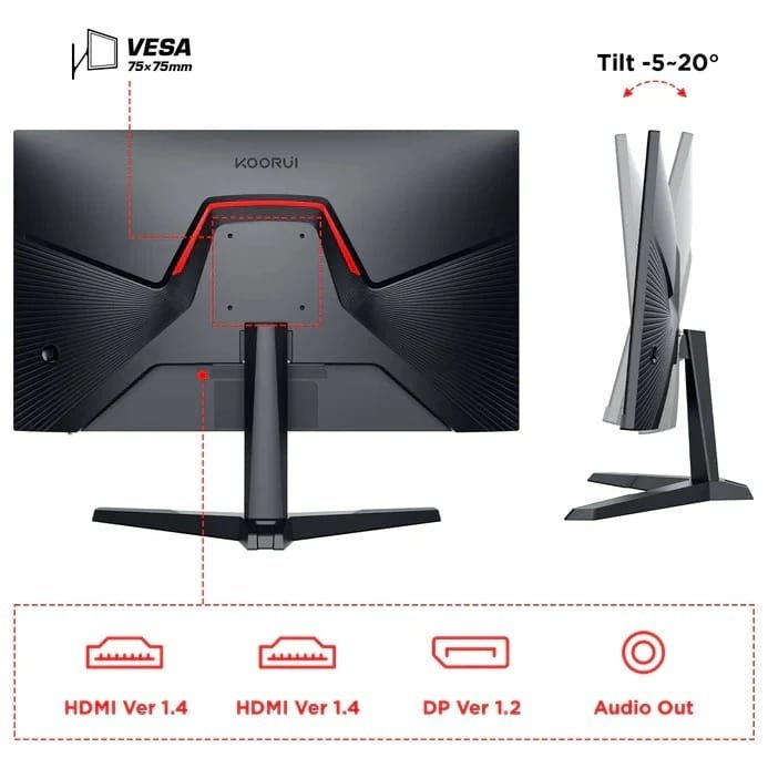 KOORUI 24 INCH IPS FULL HD 1920 X 1080 165HZ GAMING MONITOR 24E thumbnail 3