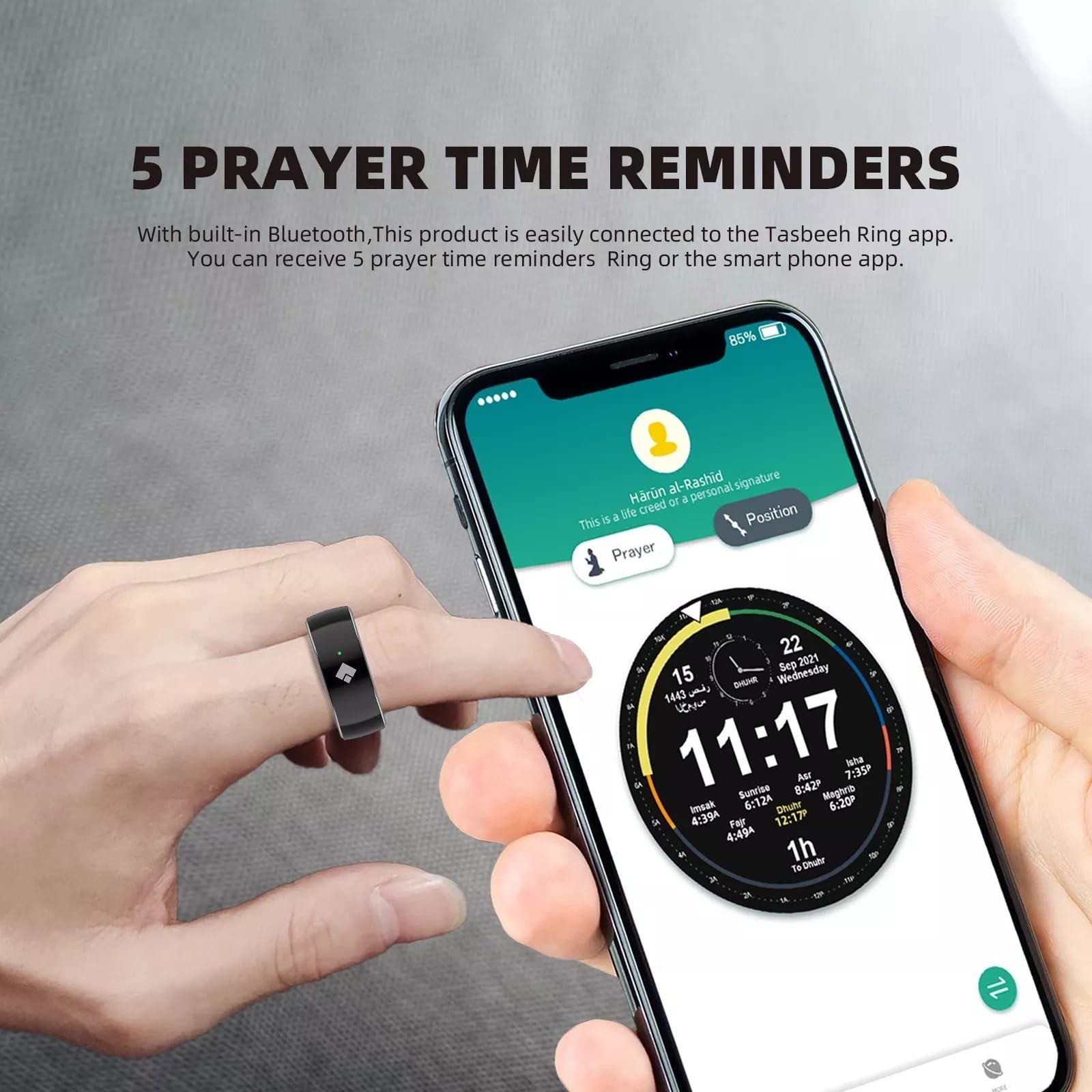 SMART TASBEEH RING BLACK QB708 thumbnail 3