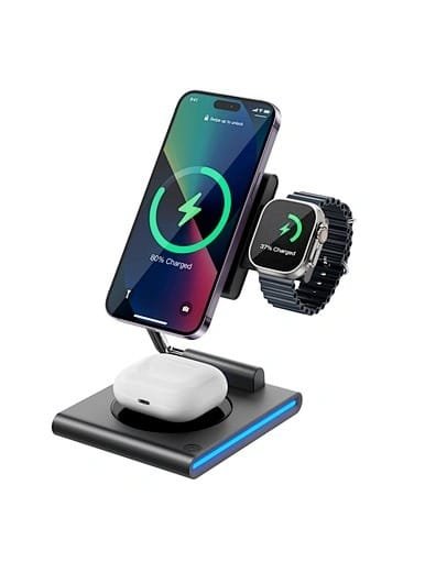 WIWU GEEK 3 IN 1 WIRELESS CHARGER GRAY W023