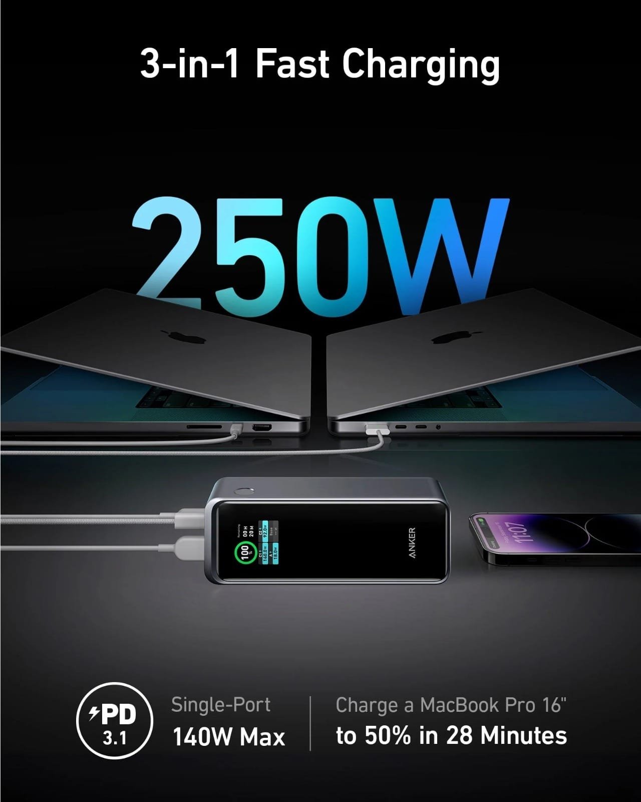 ANKER PRIME 27650 MAH 250W POWER BANK BLACK A1340011 thumbnail 5