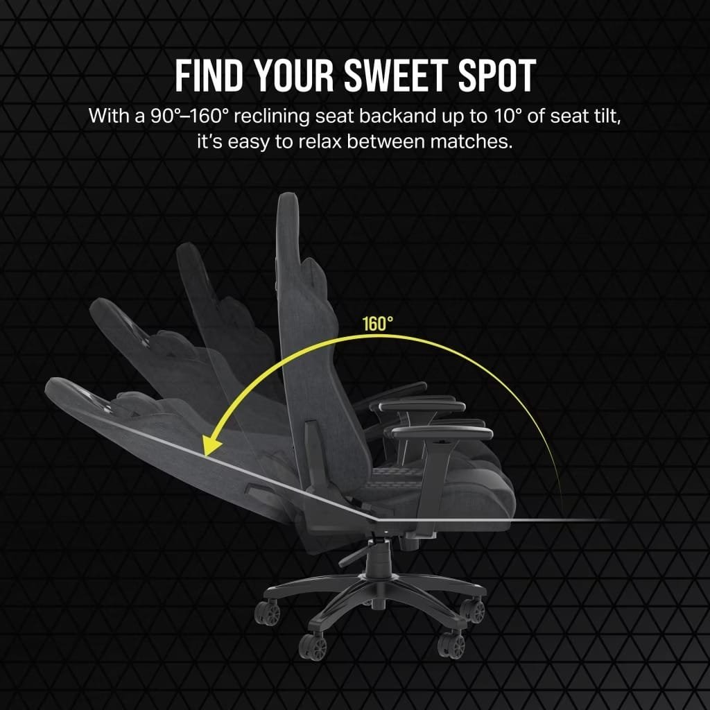 CORSAIR TC100 RELAXED GAMING CHAIR FABRIC GRAY COR-CHAIR-TC100-FBRC-GRY thumbnail 12