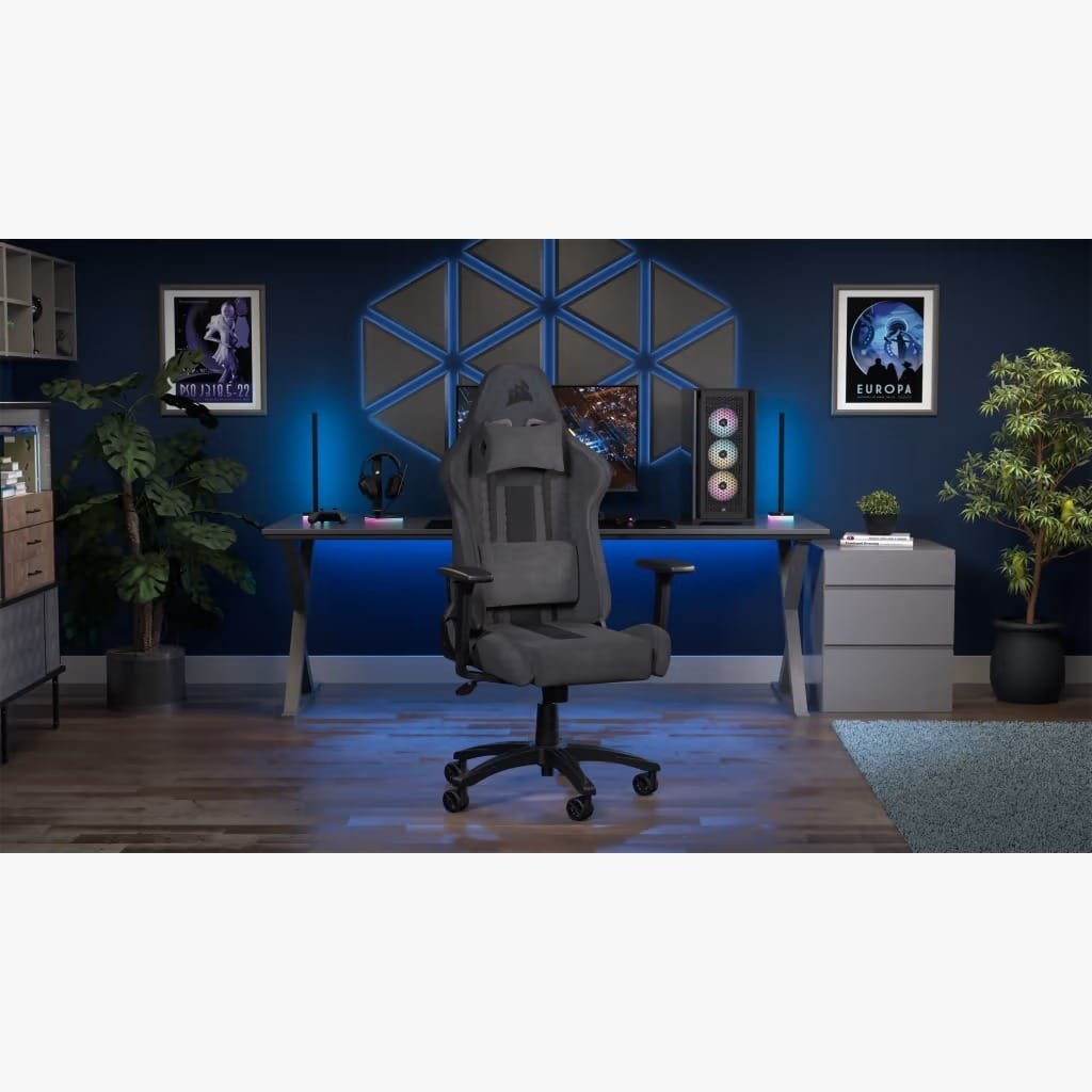 CORSAIR TC100 RELAXED GAMING CHAIR FABRIC GRAY COR-CHAIR-TC100-FBRC-GRY thumbnail 3