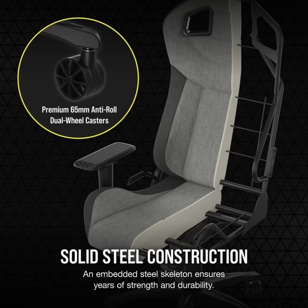 CORSAIR T3 RUSH GAMING CHAIR CHARCOAL GRAY COR-CHAIR-T3-GRY-CHAR thumbnail 5
