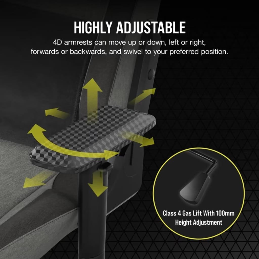 CORSAIR T3 RUSH GAMING CHAIR CHARCOAL GRAY COR-CHAIR-T3-GRY-CHAR thumbnail 4