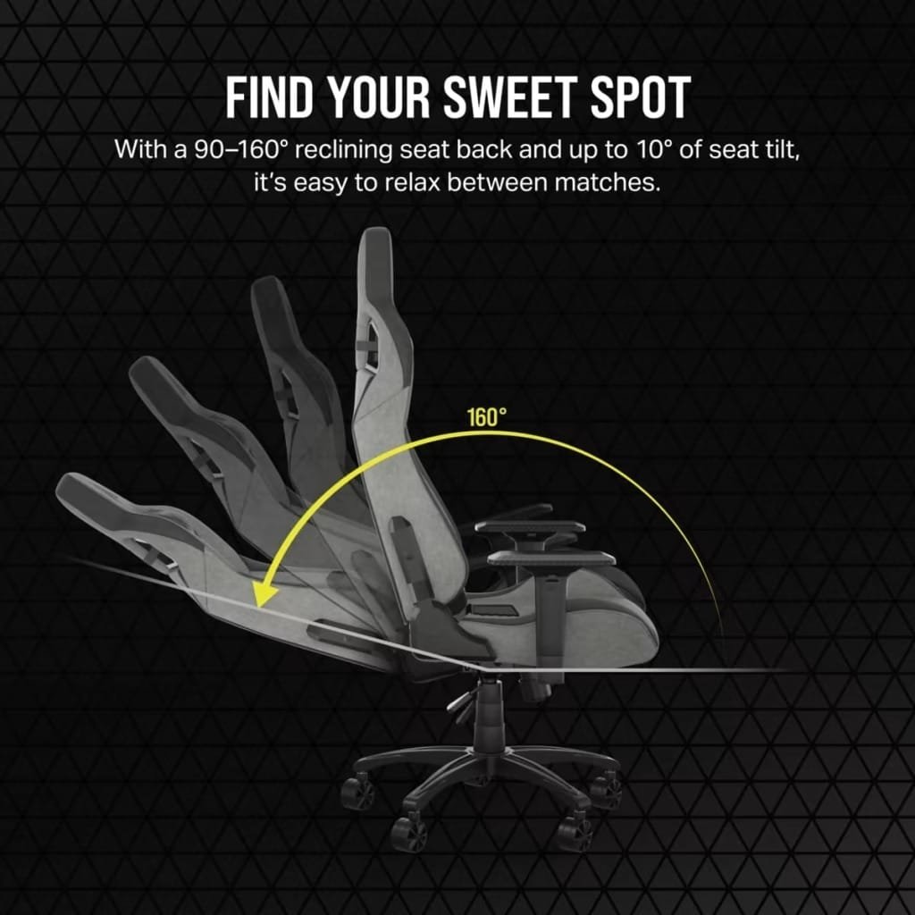CORSAIR T3 RUSH GAMING CHAIR CHARCOAL GRAY COR-CHAIR-T3-GRY-CHAR thumbnail 3