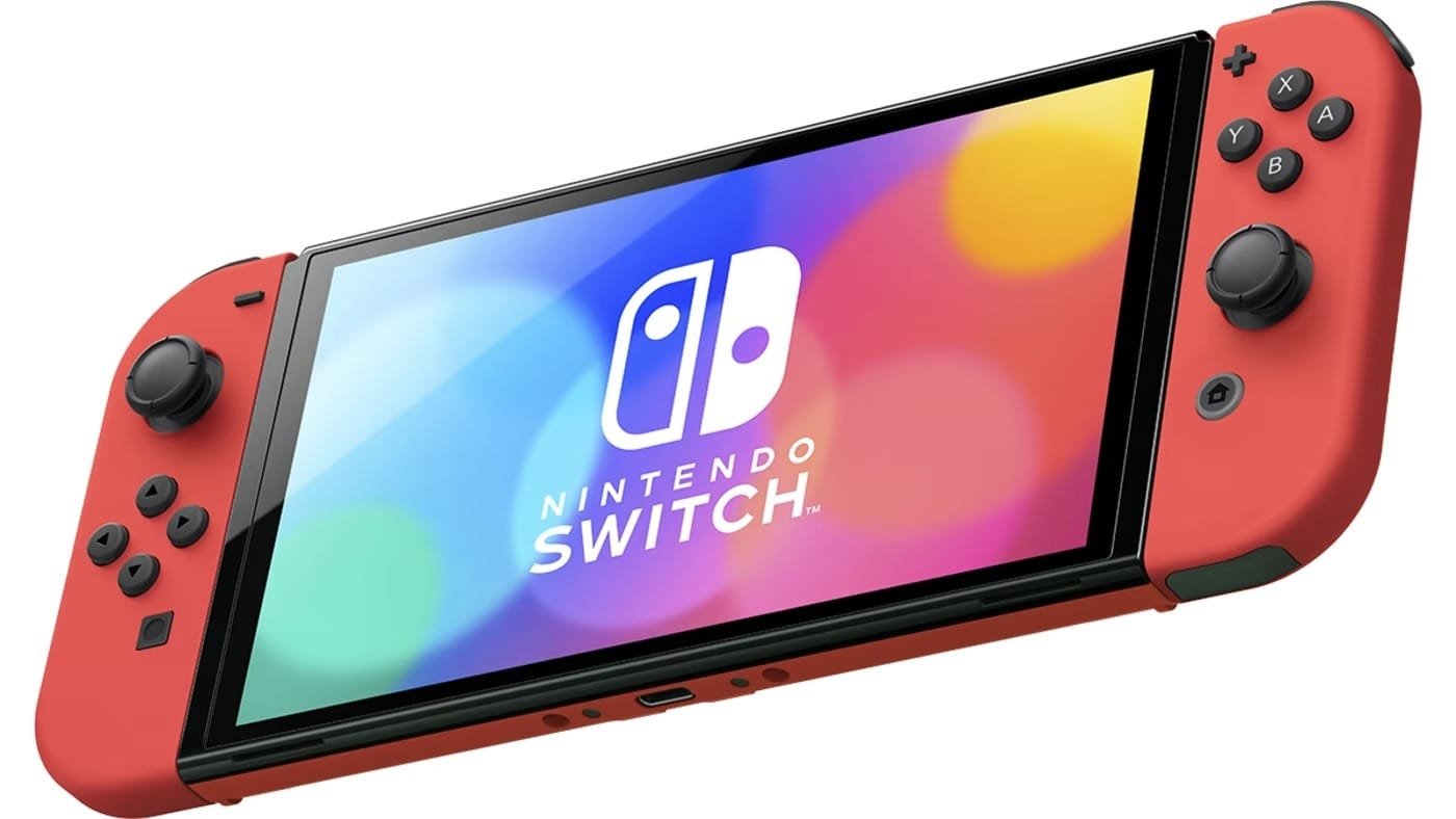 NINTENDO SWITCH OLED CONSOLE WITH BLACK-RED JOY-CON thumbnail 2