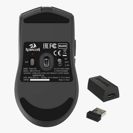REDRAGON K1NG PRO WIRED/WIRELESS MOUSE BLACK M916-PRO thumbnail 6