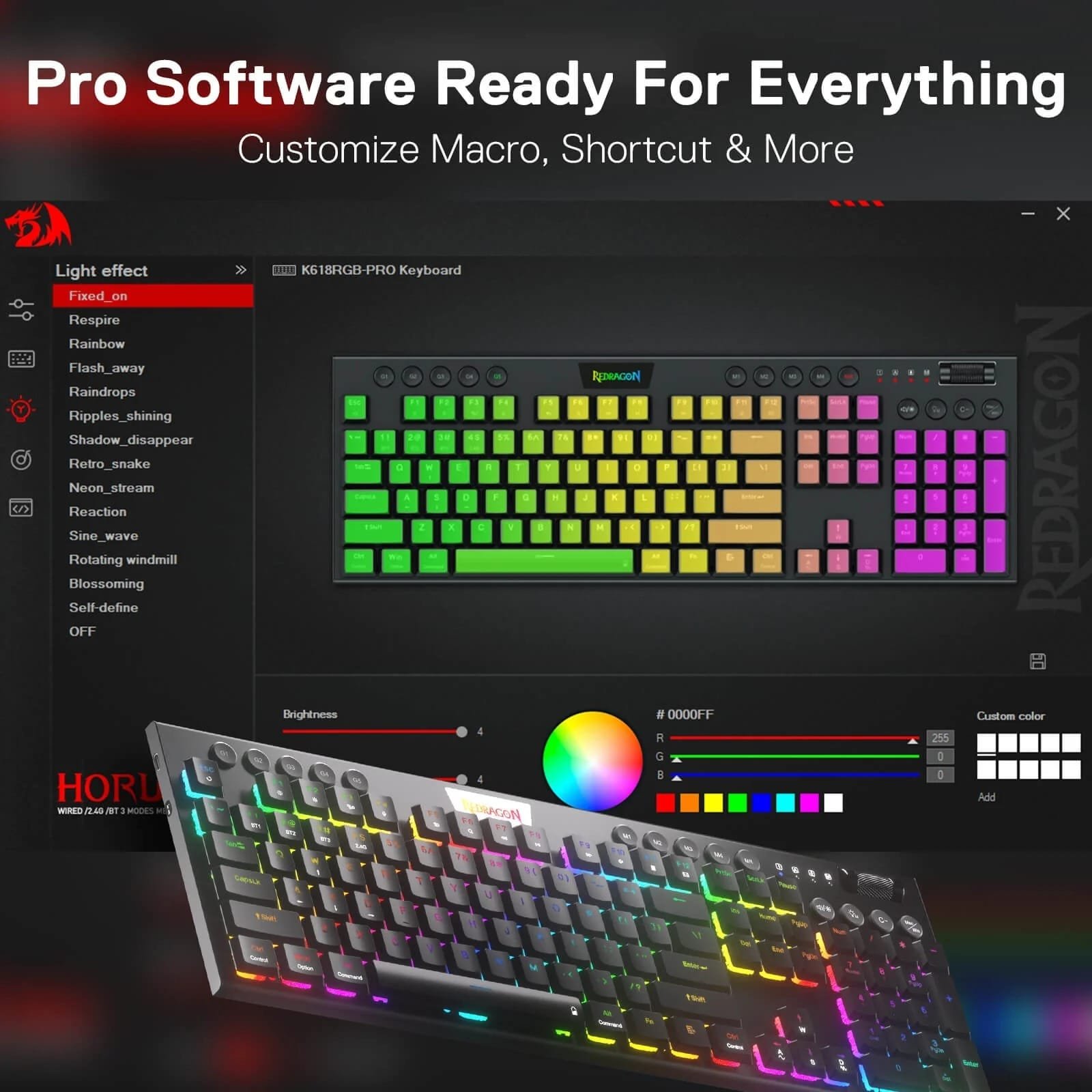 REDRAGON HORUS MECHANICAL KEYBOARD RED SWITCH K618-RGB thumbnail 10