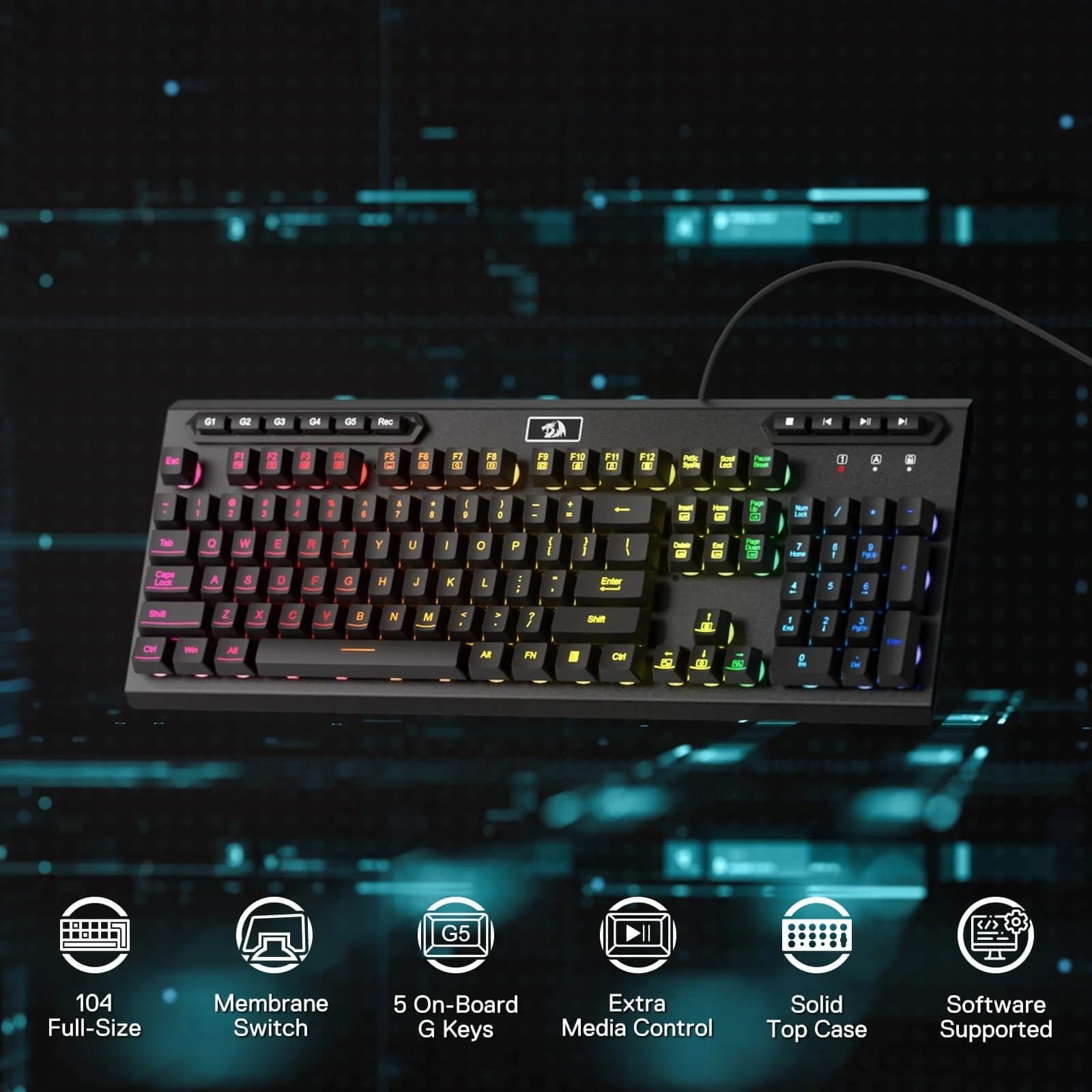 REDRAGON ADITYA WIRED GAMING KEYBOARD WITH MACRO KEYS K513 thumbnail 15