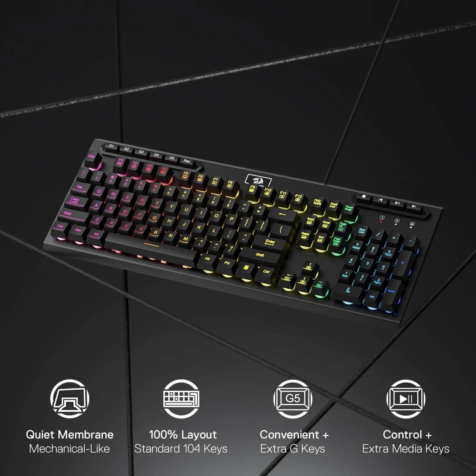 REDRAGON ADITYA WIRED GAMING KEYBOARD WITH MACRO KEYS K513 thumbnail 14