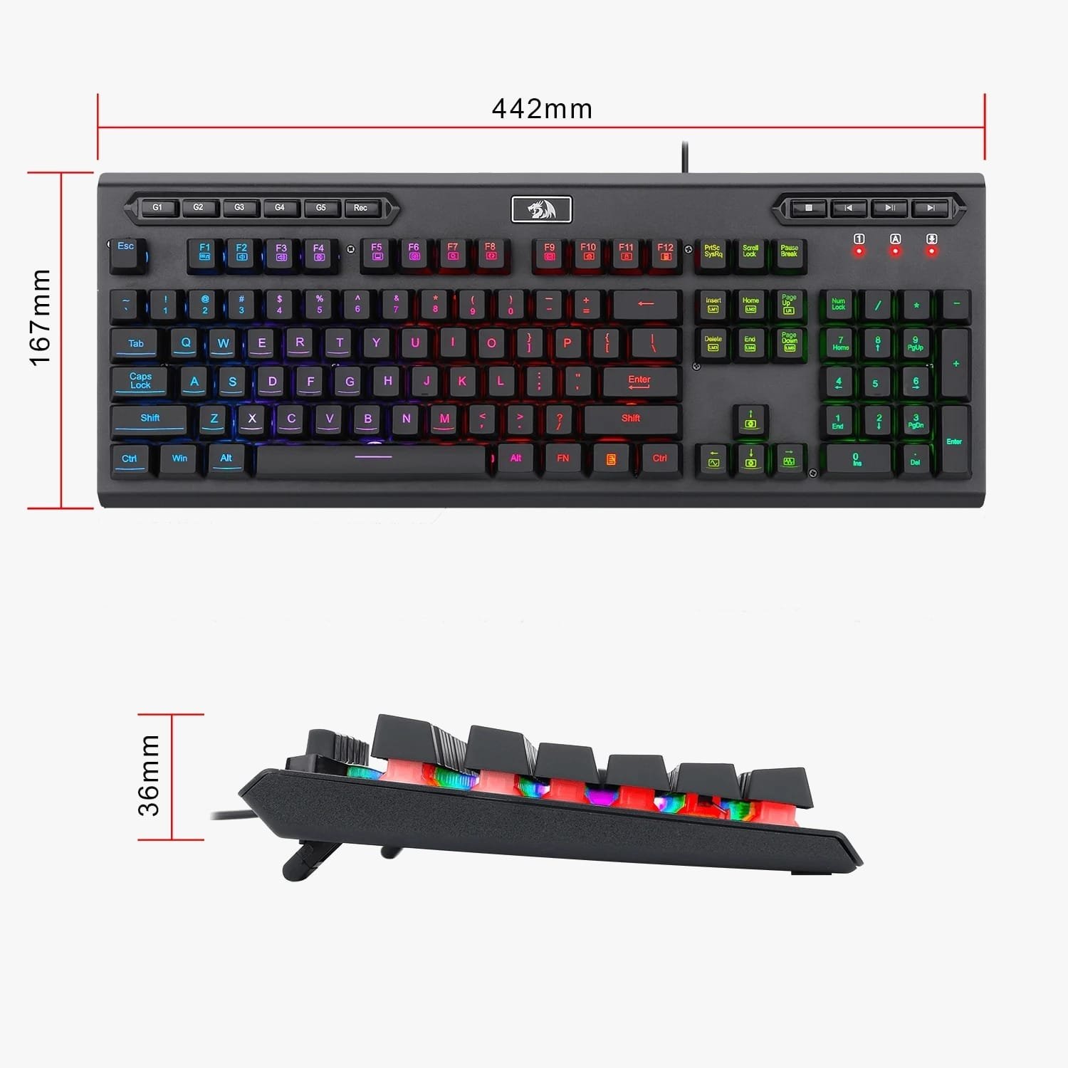 REDRAGON ADITYA WIRED GAMING KEYBOARD WITH MACRO KEYS K513 thumbnail 4
