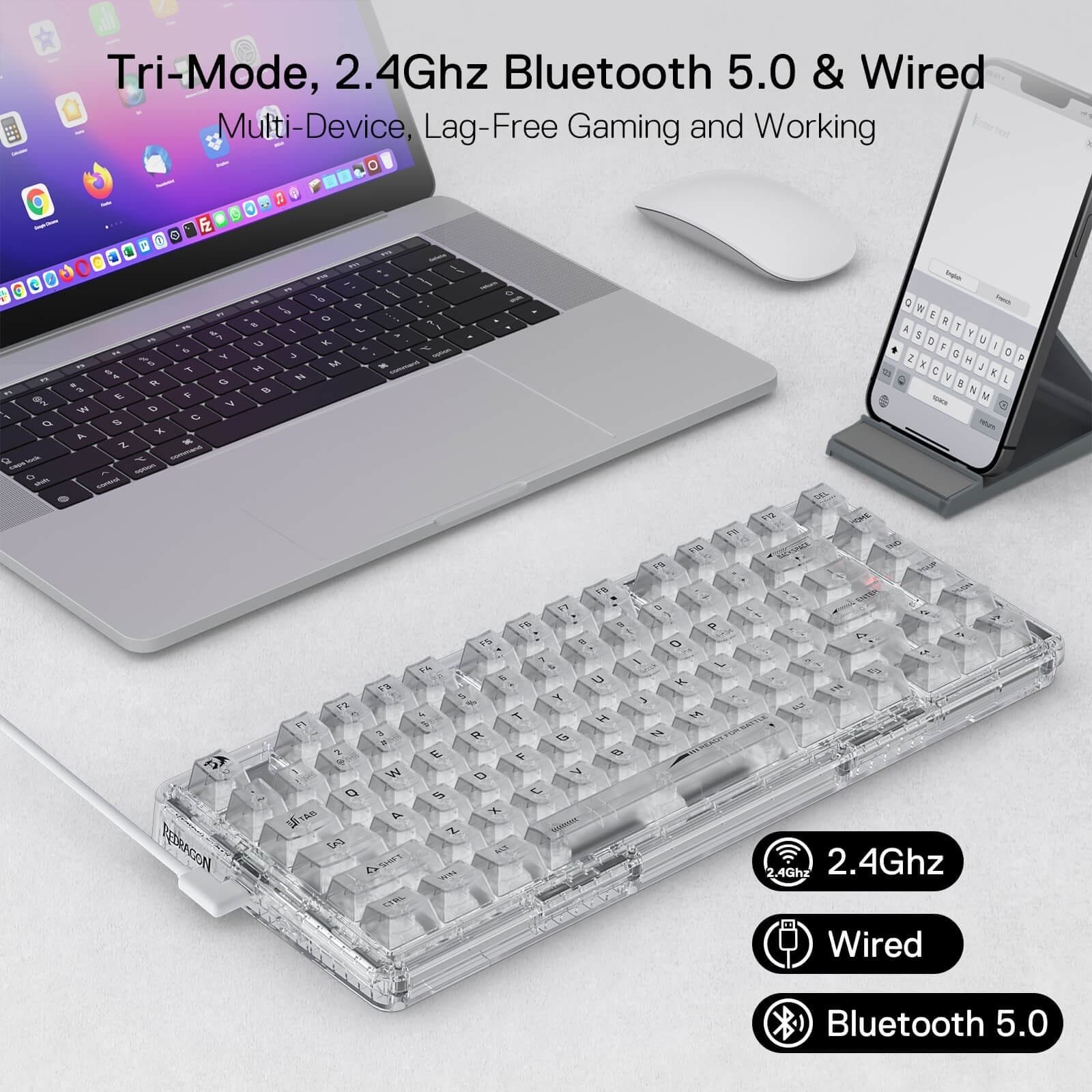 REDRAGON ELF PRO WIRELESS CRYSTAL 75% GASKET RGB GAMING KEYBOARD K649CT-RGB-PRO thumbnail 8