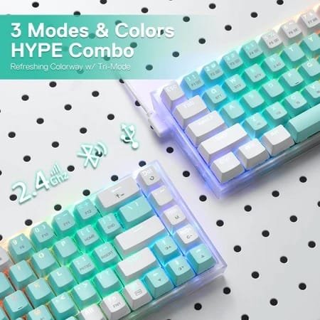 REDRAGON CASTOR PRO WIRED 2.4G BT 68KEYS RGB GAMING KEYBOARD K631RGB-PRO-GW thumbnail 6
