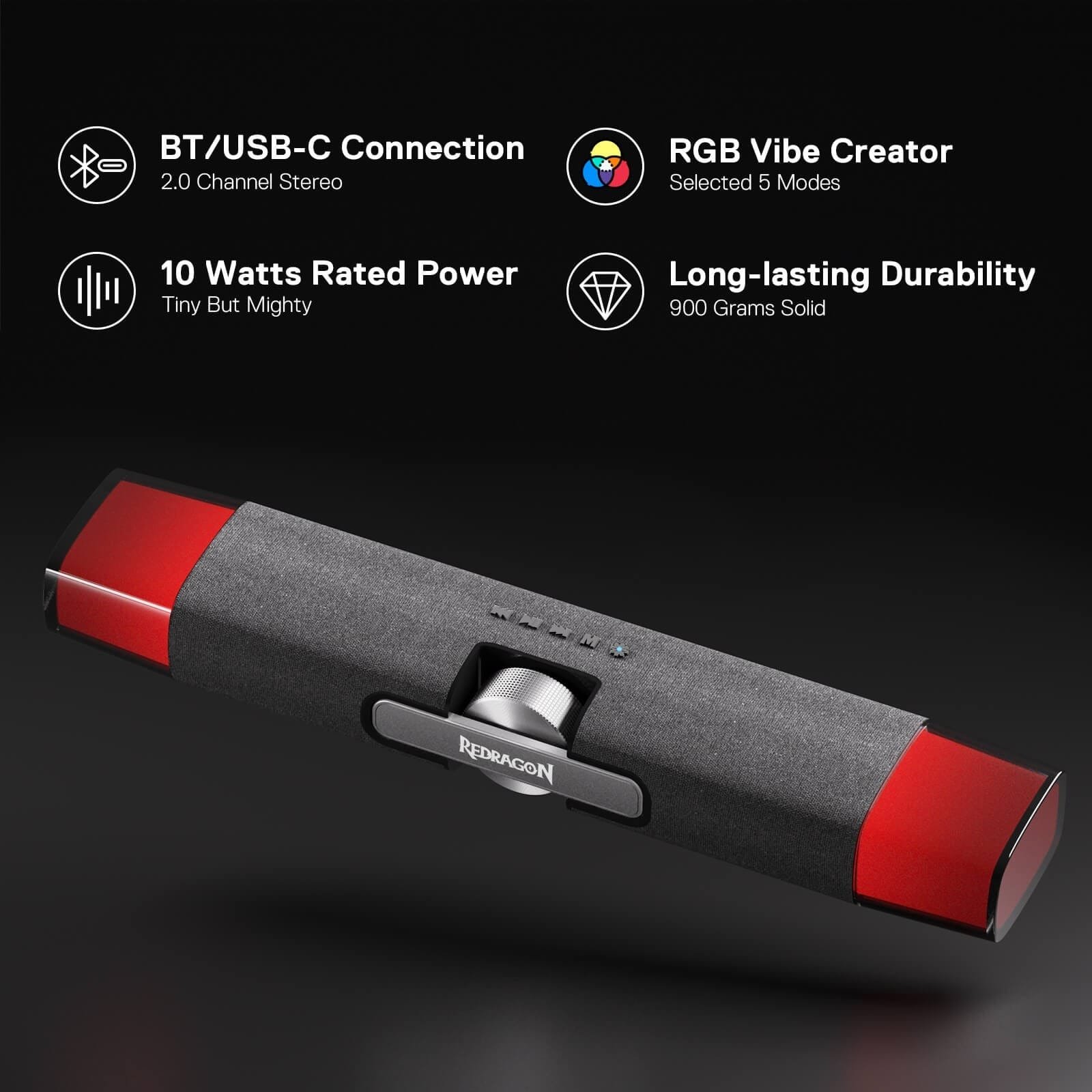REDRAGON DORA SOUNDBAR WITH DUAL SPEAKERS AND BACKLIGHT GS512 thumbnail 4