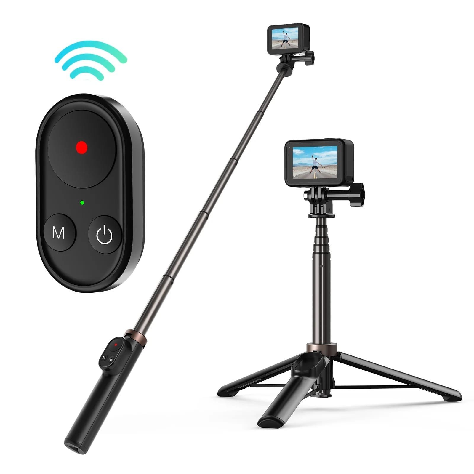TELESIN 0.6M Vlog Selfie Stick Tripod with Remote for GoPro TE-RCSS-001