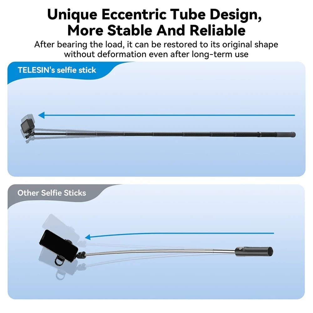 TELESIN 2nd Gen 1.2 Meter Carbon Tube Selfie Stick GP-MNP-002: Capture Stunning Selfies and Videos with Ease thumbnail 10