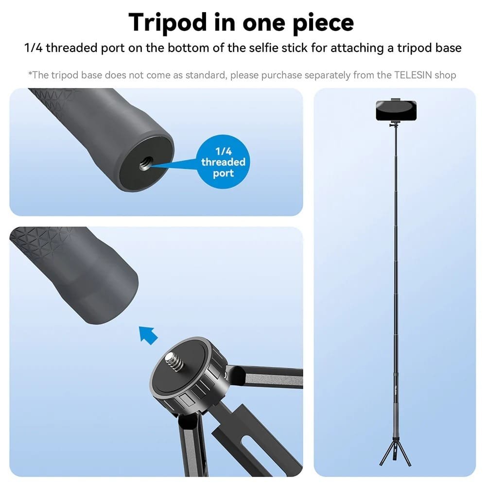 TELESIN 2nd Gen 1.2 Meter Carbon Tube Selfie Stick GP-MNP-002: Capture Stunning Selfies and Videos with Ease thumbnail 9