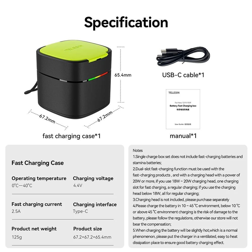 TELESIN Battery Fast Charging Box GP-FCK-B11: Quick and Efficient Charging Solution thumbnail 3