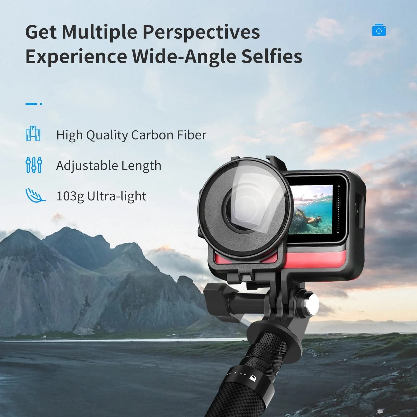 TELESIN Carbon Fiber Selfie Stick 1.16m TE-MNP-117: Capture Your Moments with Style and Durability thumbnail 12