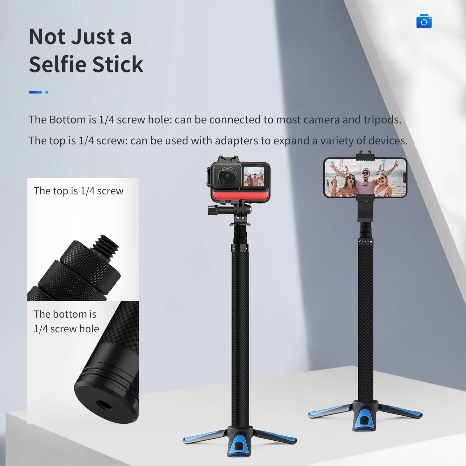 TELESIN Carbon Fiber Selfie Stick 1.16m TE-MNP-117: Capture Your Moments with Style and Durability thumbnail 5