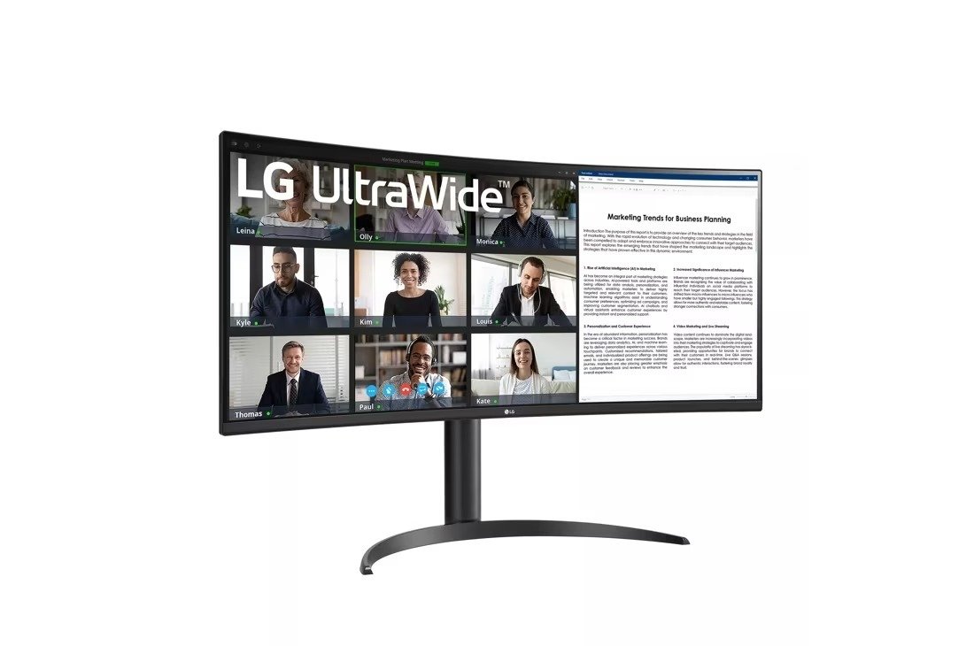 LG 34-Inch CurvED Ultrawide WQHD HDR10 100Hz Monitor with USB Type-C- 34WR55QC-B thumbnail 2