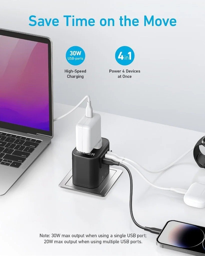 Anker 312 Extend USB-C Travel Adapter 30W A9212K11 thumbnail 2