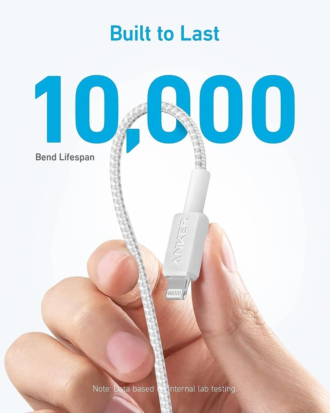 Anker 322 USB-C to Lightning Cable Braided 3F White A81B5H21 thumbnail 4