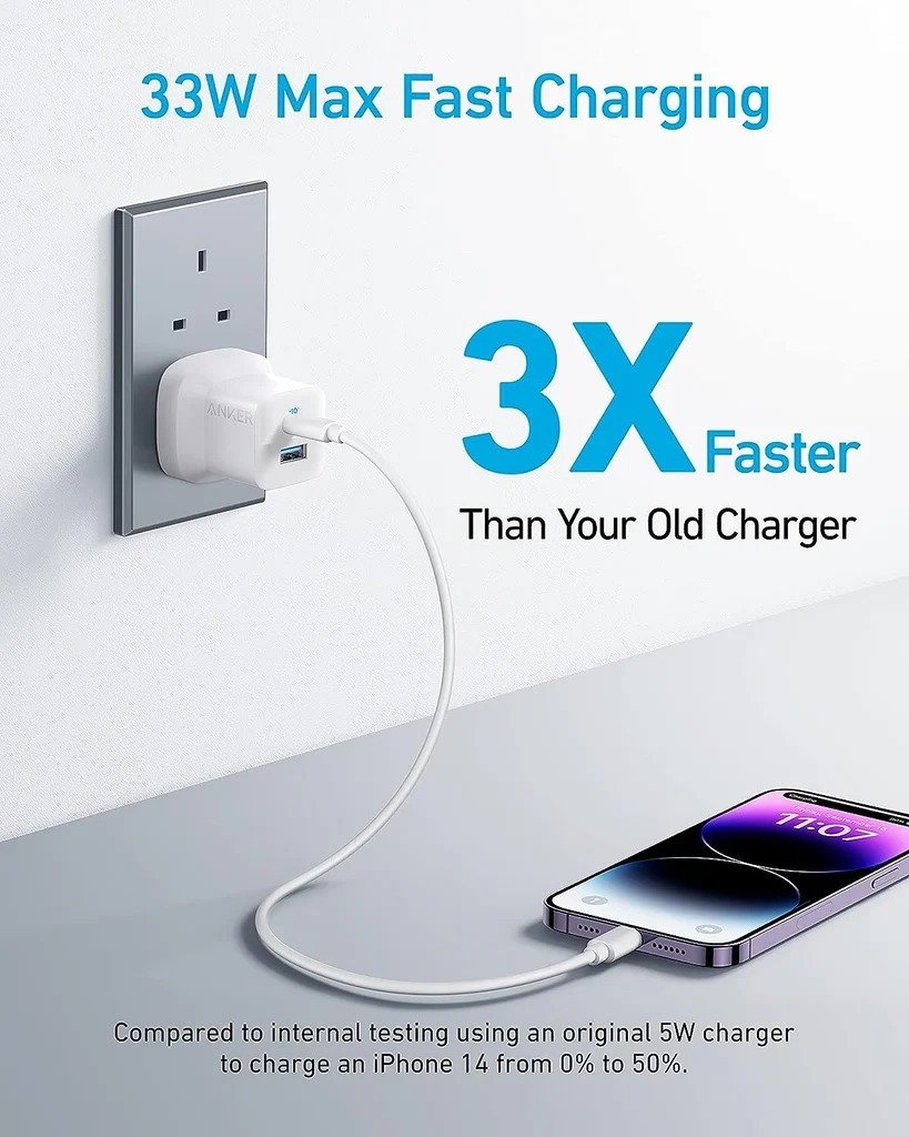 Anker 323 Charger with 310 USB-C to Lightning Cable 3 ft White B2331K21 thumbnail 5