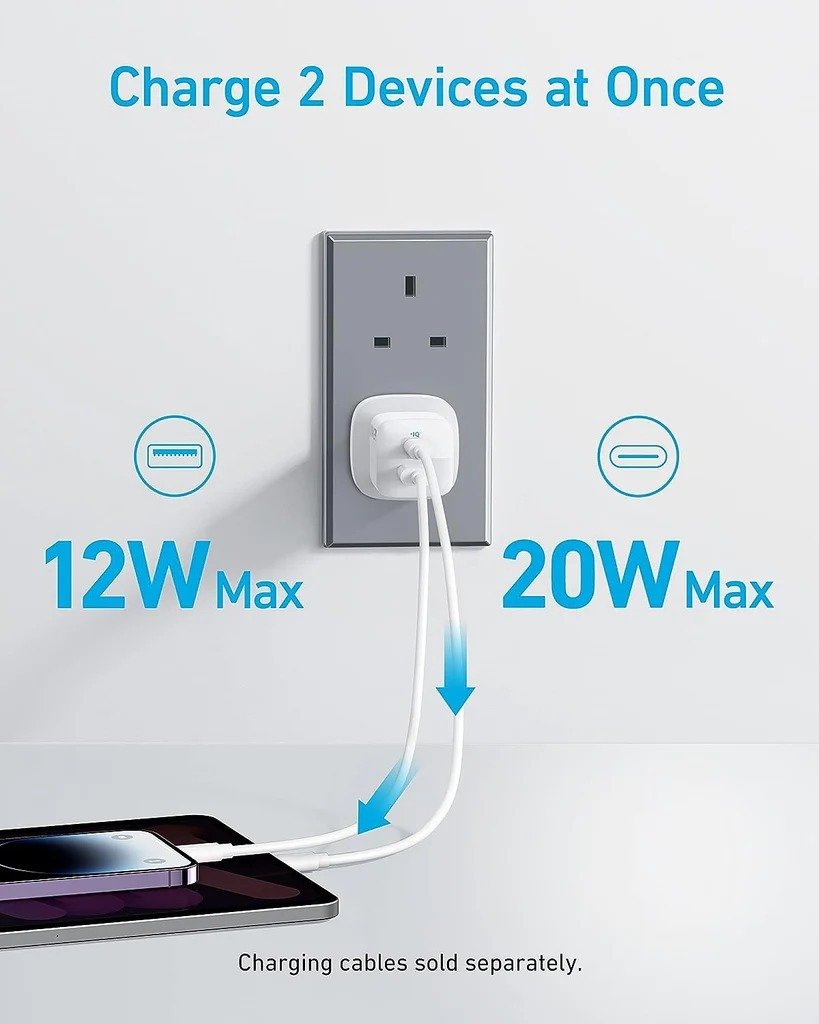 Anker 323 Charger with 310 USB-C to Lightning Cable 3 ft White B2331K21 thumbnail 3