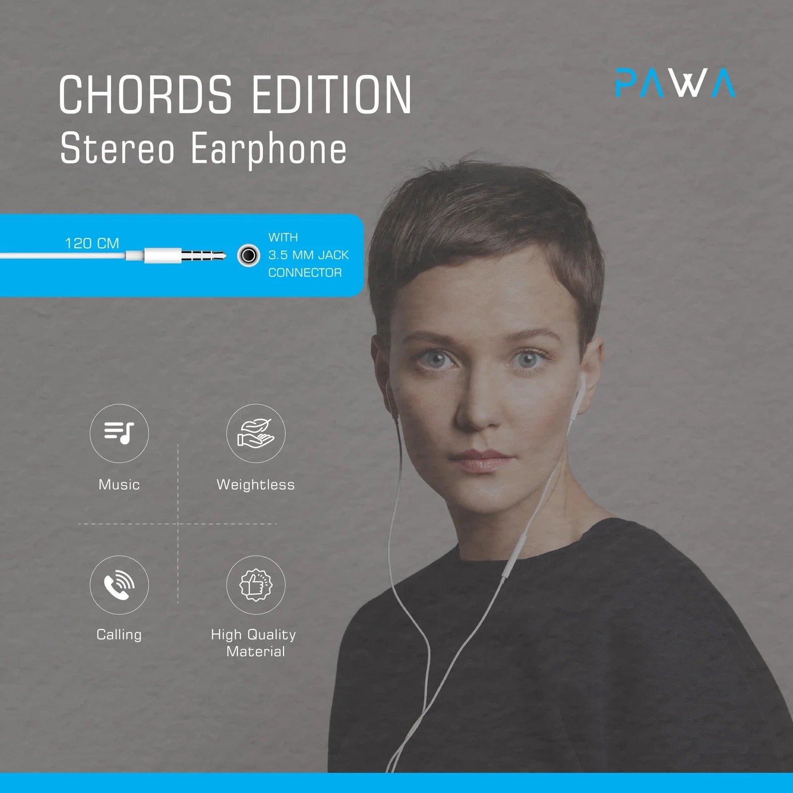 Pawa Chords Editions Stereo Earphone Connector 3.5mm White PW-35EP20 thumbnail 3