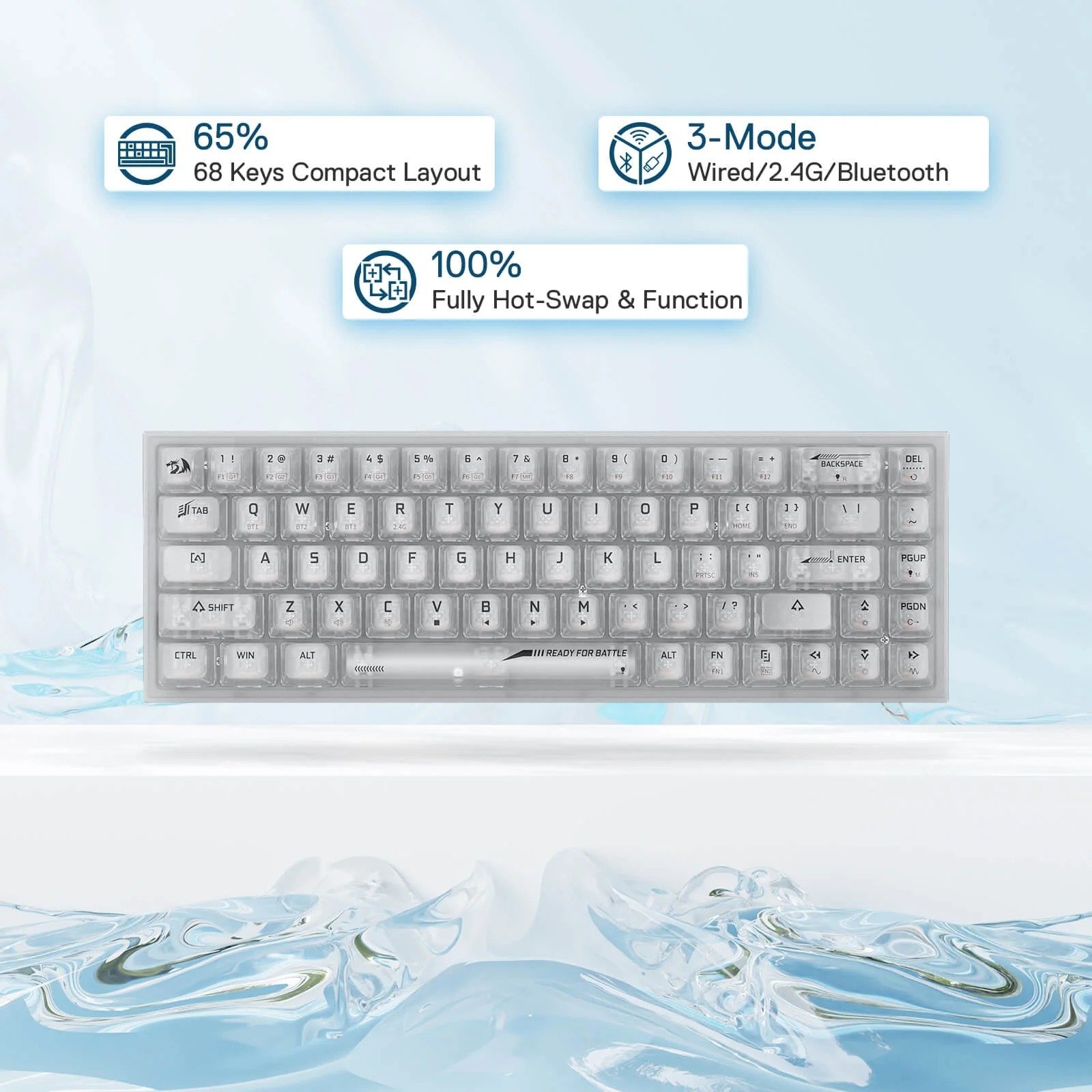 Redragon Castor Pro 68 Keys Gaming Keyboard - K631CT-RGB-Pro thumbnail 5