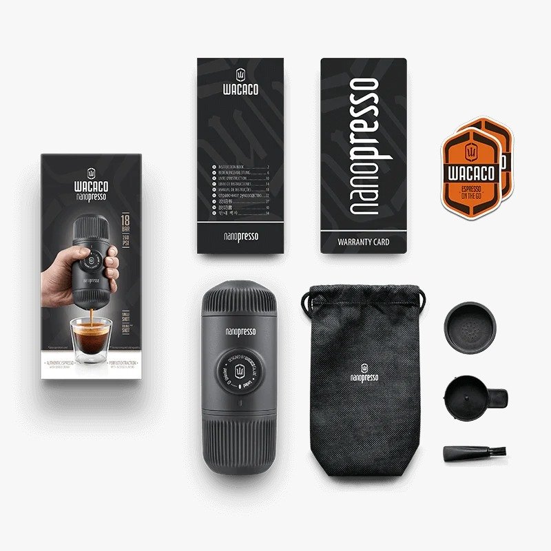 Wacaco Nanopresso Portable Espresso Maker Bundle, including NS Adaptor and Grey Bag thumbnail 2