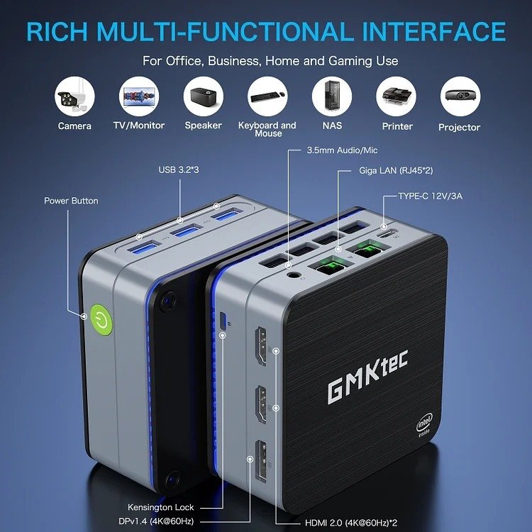 GMKtec Mini PC Intel N100 12th Gen - 12GB/512GB SSD, Win 11 Pro - NUCBox-G2 thumbnail 5
