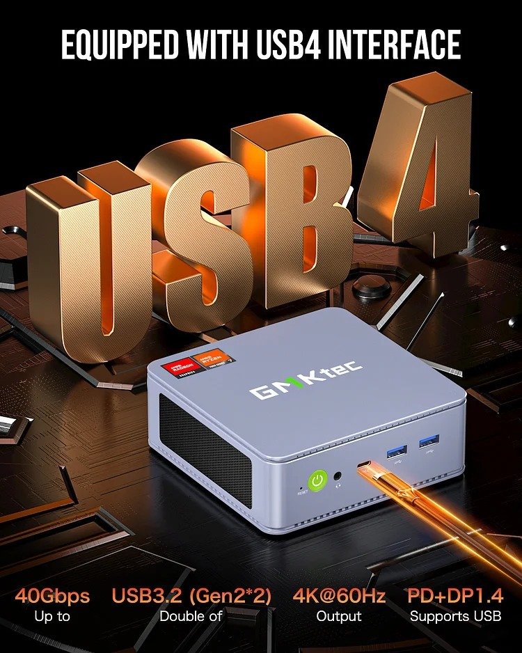 GMKtec Mini PC AMD 7840HS - 32GB/1TB SSD, Win 11 Pro - NUCBox-K6 thumbnail 5